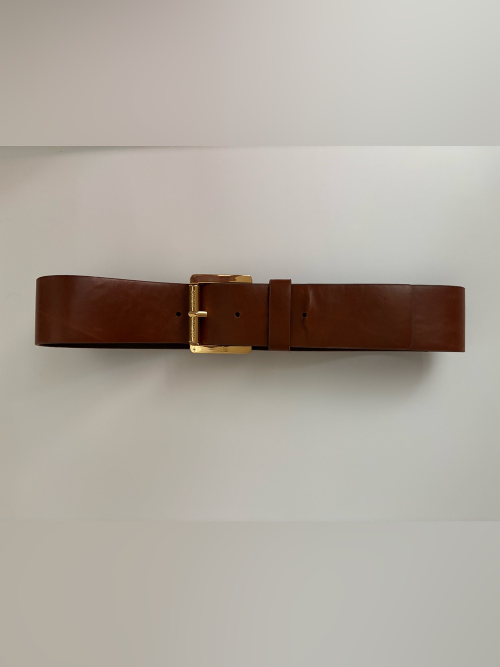Michael Kors Brown Leather Belt with Gold-Tone Buckle Sz XS - Picture 5 of 5